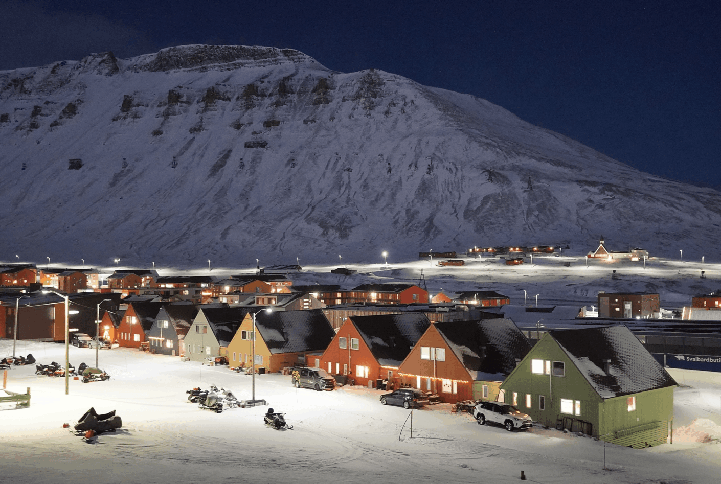 Svalbard and Longyearbyen with Platåfjellet mountain