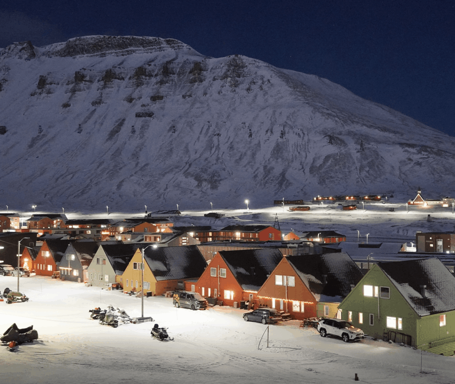 Svalbard and Longyearbyen with Platåfjellet mountain
